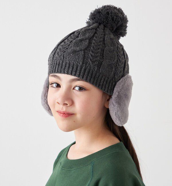 SHIPS any「SHIPS any: ポンポン イヤーマフ ニット キャップ<KIDS>◇」|ニット帽|