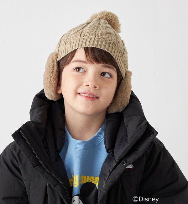 SHIPS any「SHIPS any: ポンポン イヤーマフ ニット キャップ<KIDS>◇」|ニット帽|ベージュ