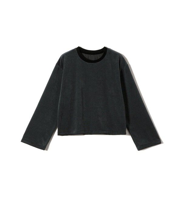 SHIPS for women「〈手洗い可能〉コットン ポリエステル ベロア ワイド スリーブ ボーダー」|Tシャツ・カットソー|