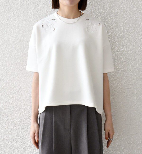 SHIPS any「SHIPS any:〈洗濯機可能〉エンブロイダリー ショートスリーブ プルオーバー」|Tシャツ・カットソー|