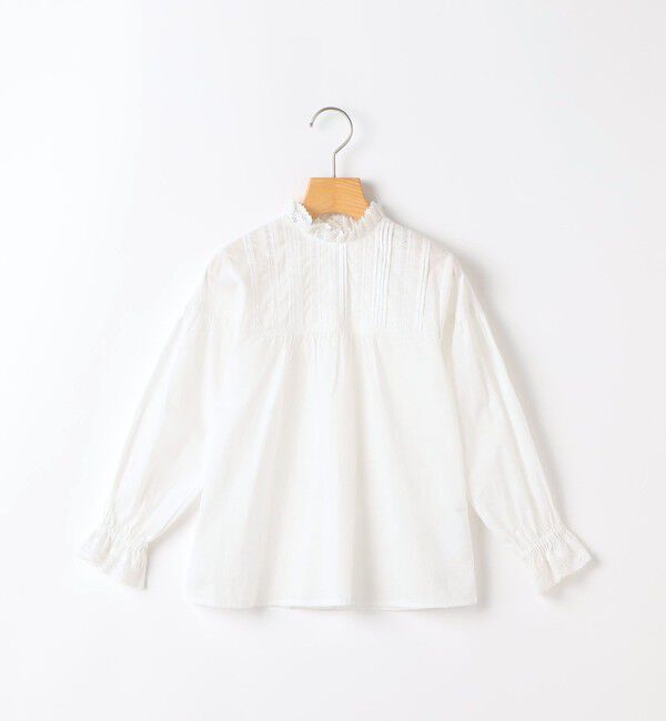 SHIPS KIDS「SHIPS KIDS:100～130cm / ピンタック レース ブラウス」|シャツ・ブラウス|