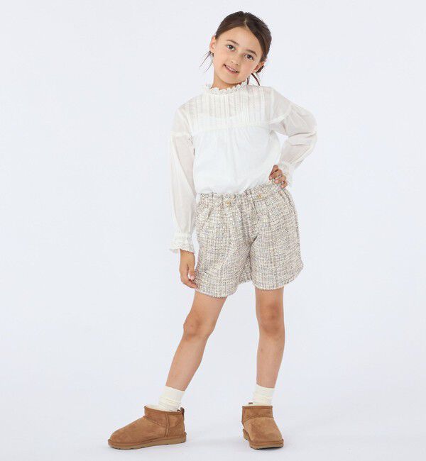 SHIPS KIDS「SHIPS KIDS:100～130cm / ピンタック レース ブラウス」|シャツ・ブラウス|