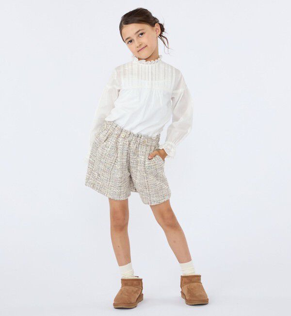 SHIPS KIDS「SHIPS KIDS:100～130cm / ピンタック レース ブラウス」|シャツ・ブラウス|