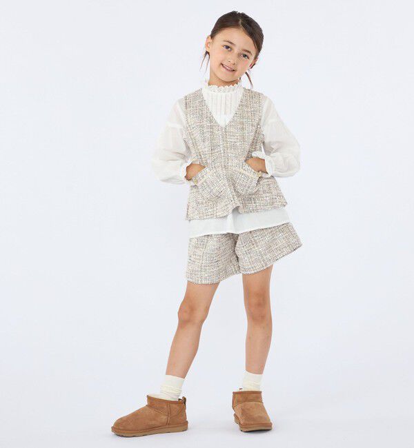 SHIPS KIDS「SHIPS KIDS:100～130cm / ピンタック レース ブラウス」|シャツ・ブラウス|