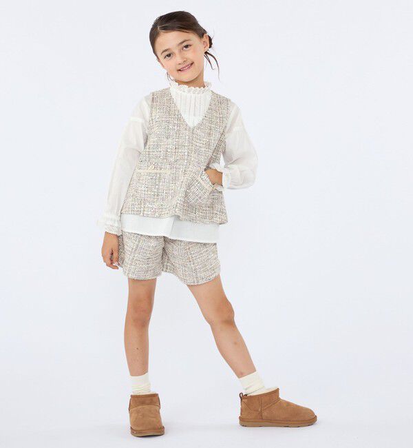 SHIPS KIDS「SHIPS KIDS:100～130cm / ピンタック レース ブラウス」|シャツ・ブラウス|