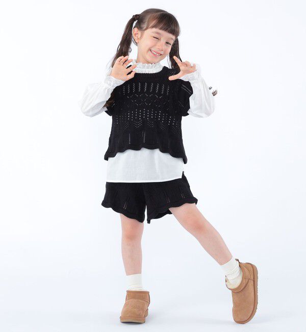 SHIPS KIDS「SHIPS KIDS:100～130cm / ピンタック レース ブラウス」|シャツ・ブラウス|