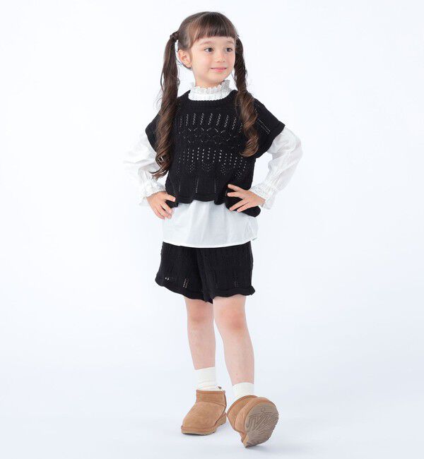 SHIPS KIDS「SHIPS KIDS:100～130cm / ピンタック レース ブラウス」|シャツ・ブラウス|