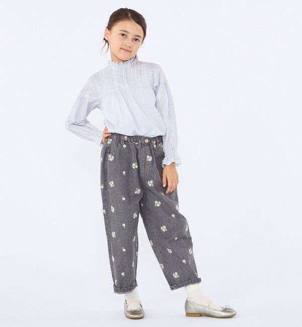 SHIPS KIDS「SHIPS KIDS:100～130cm / ピンタック レース ブラウス」|シャツ・ブラウス|