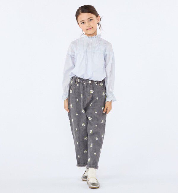 SHIPS KIDS「SHIPS KIDS:100～130cm / ピンタック レース ブラウス」|シャツ・ブラウス|
