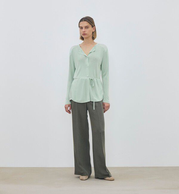 DES PRES「マットレーヨンシルクサテンコンビ バックドレープカーディガン」|カーディガン|