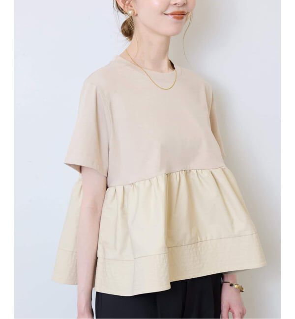 SLOBE IENA「ペプラムデザインカットソー」|Tシャツ・カットソー|ベージュ