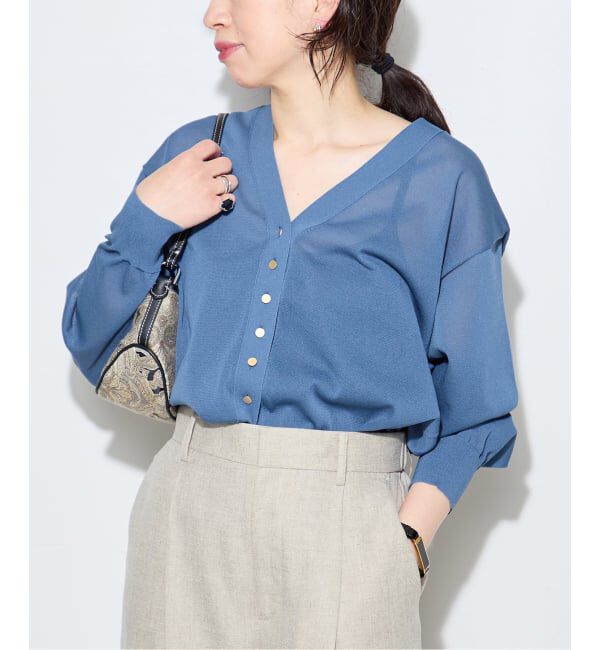 journal standard L'essage「フォルムニットVネックカーディガン」|カーディガン|ブルー