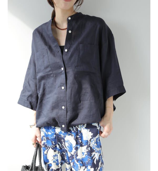 JOURNAL STANDARD relume「《追加 / 新色》カラーリネンドロストシャツ」|シャツ・ブラウス|ネイビー A
