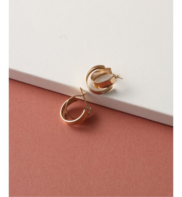 Lilas by Spick&Span「ワイドラインクロスフープピアス K10（両耳）」|ピアス|