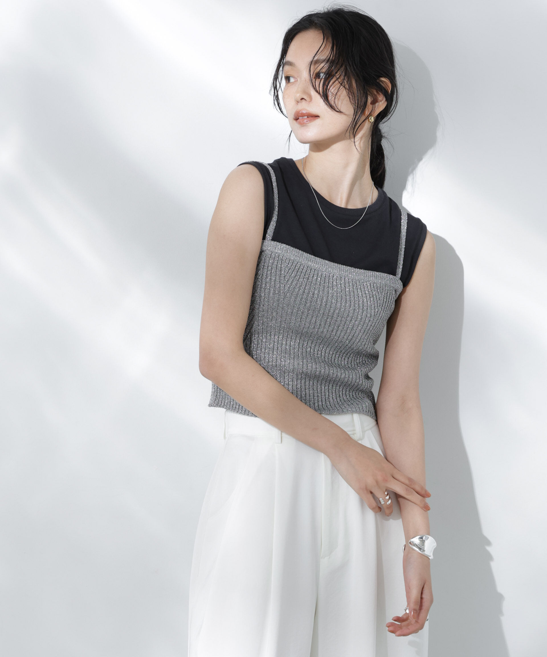 NANO universe「Anti Soaked(R) 汗染み防止ノースリーブTシャツ」|Tシャツ・カットソー|