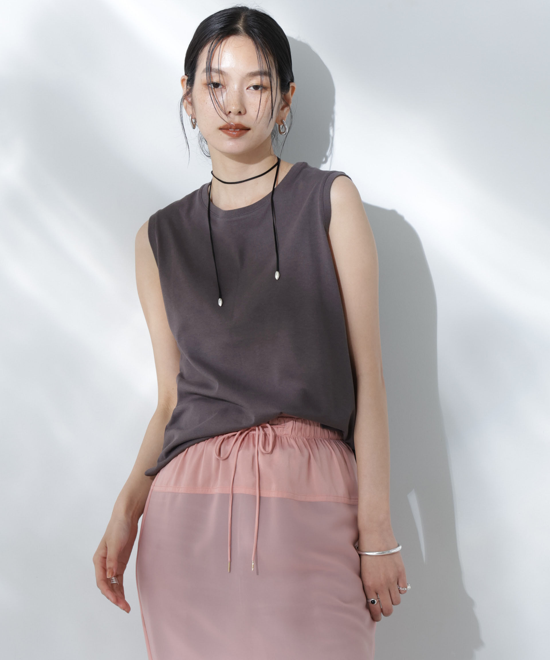 NANO universe「Anti Soaked(R) 汗染み防止ノースリーブTシャツ」|Tシャツ・カットソー|