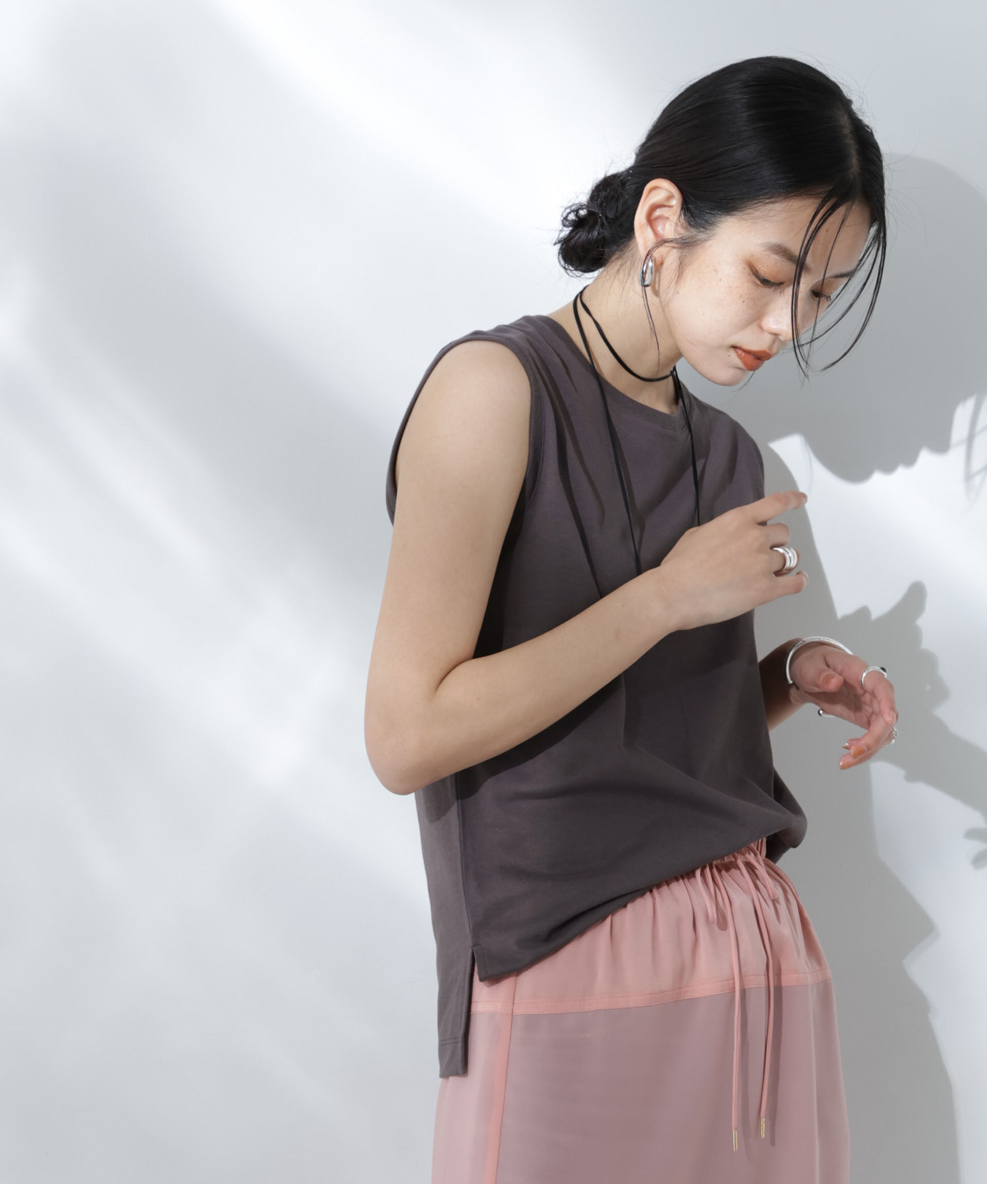 NANO universe「Anti Soaked(R) 汗染み防止ノースリーブTシャツ」|Tシャツ・カットソー|