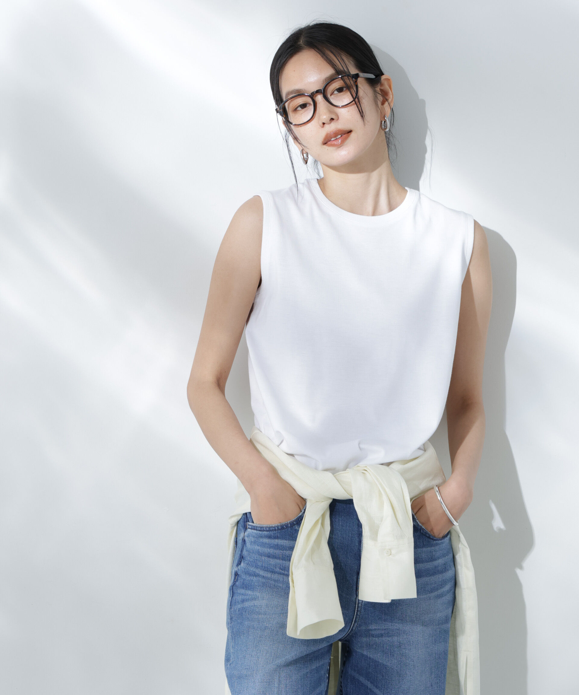 NANO universe「Anti Soaked(R) 汗染み防止ノースリーブTシャツ」|Tシャツ・カットソー|