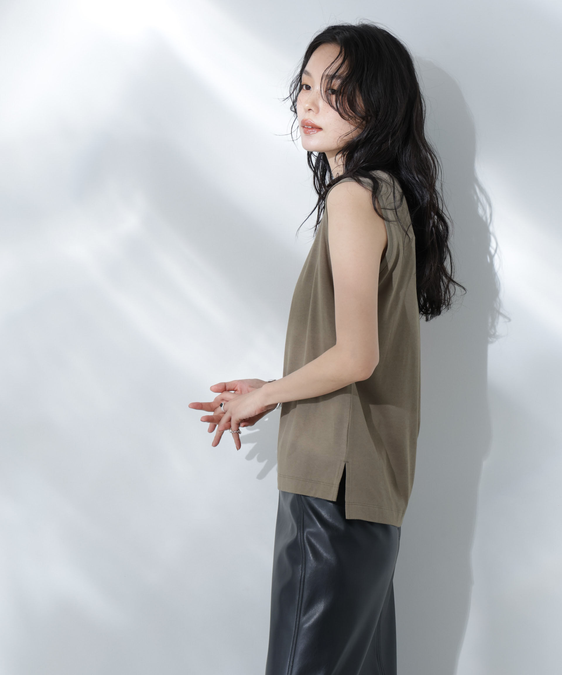 NANO universe「Anti Soaked(R) 汗染み防止ノースリーブTシャツ」|Tシャツ・カットソー|
