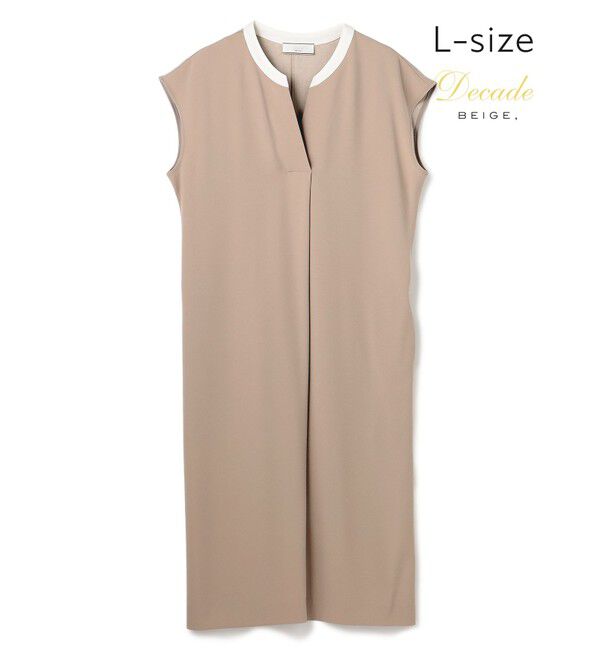 BEIGE,「【Lsize・セットアップ対応】CINDY / 配色ネック フレンチドレス」|ワンピース|Taupe x White