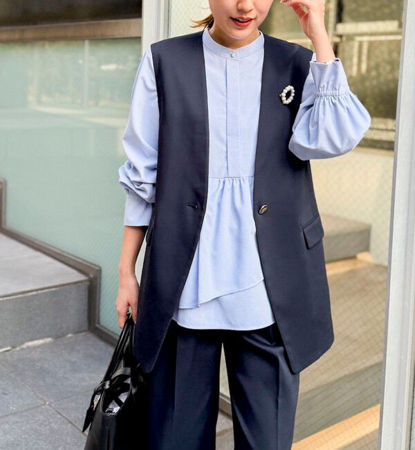 NOLLEY'S「《セットアップ対応》ウォッシャブルジョーゼットフリル付きマルチWAYジレ」|ベスト・ジレ|