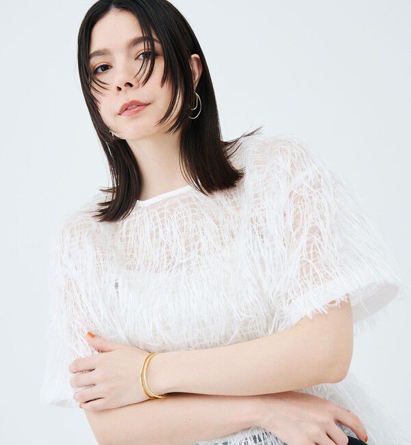 NOLLEY'S sophi「ウォッシャブルシアーロングフェザー両前Tブラウス」|シャツ・ブラウス|ホワイト