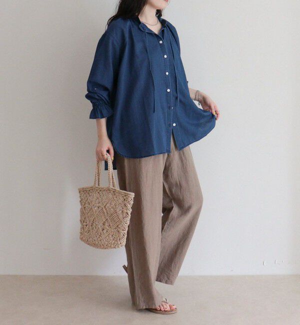 fredy emue「LINEN セミワイドリラクシーパンツ」|チノ|