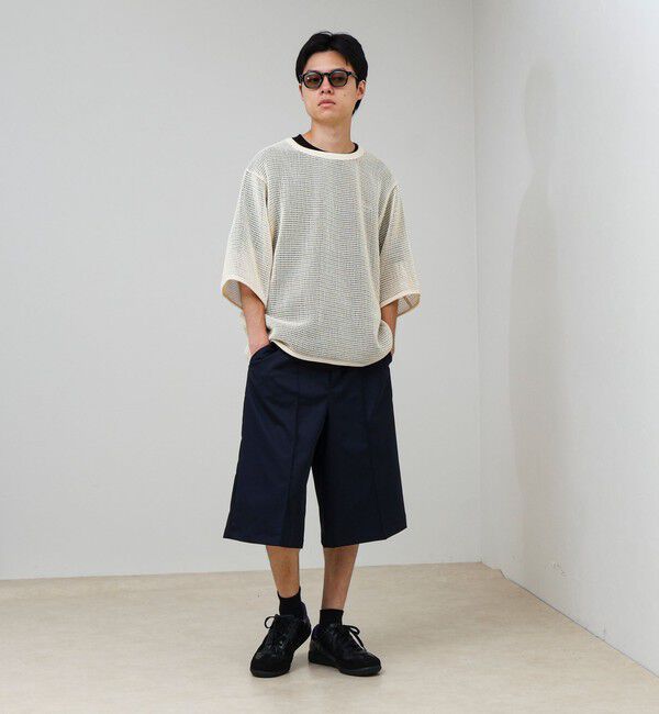 GLOSTER「3/4スリーブメッシュTシャツ シアーT 7分袖 オーバーサイズ」|Tシャツ・カットソー|