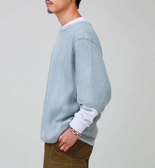 GLOSTER「3/4スリーブメッシュTシャツ シアーT 7分袖 オーバーサイズ」|Tシャツ・カットソー|