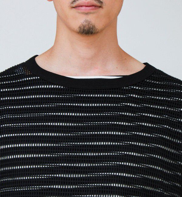 GLOSTER「3/4スリーブメッシュTシャツ シアーT 7分袖 オーバーサイズ」|Tシャツ・カットソー|