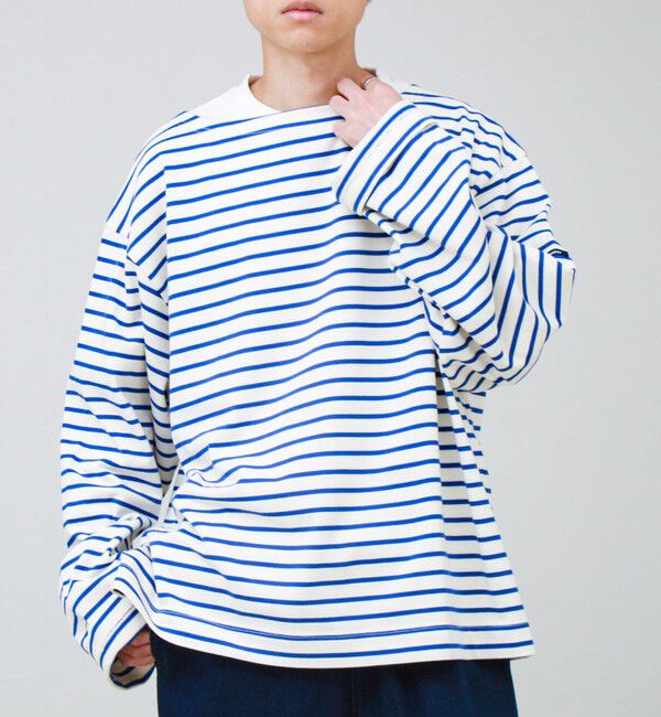 GLOSTER「【ユニセックス】ワイドバスクシャツ ボートネック ボーダー オーバーサイズ」|Tシャツ・カットソー|ホワイト系その他