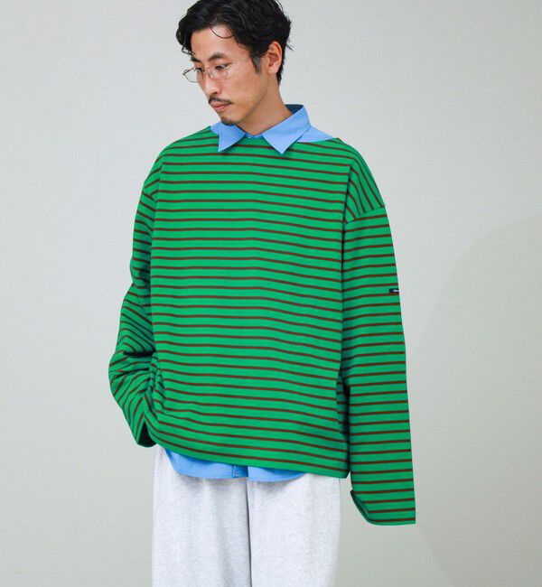 GLOSTER「【ユニセックス】ワイドバスクシャツ ボートネック ボーダー オーバーサイズ」|Tシャツ・カットソー|