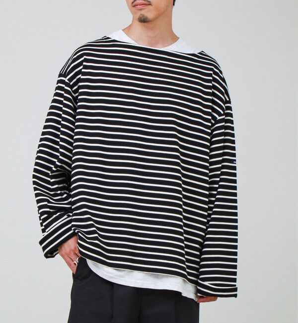 GLOSTER「【ユニセックス】ワイドバスクシャツ ボートネック ボーダー オーバーサイズ」|Tシャツ・カットソー|