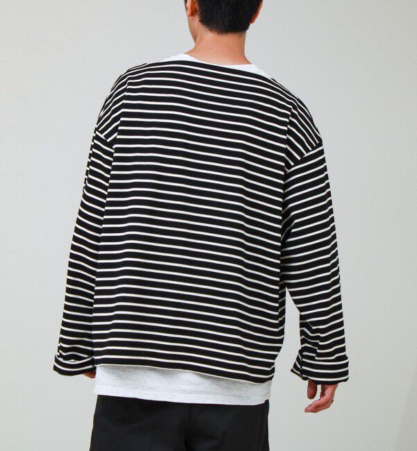 GLOSTER「【ユニセックス】ワイドバスクシャツ ボートネック ボーダー オーバーサイズ」|Tシャツ・カットソー|