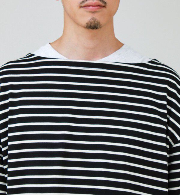 GLOSTER「【ユニセックス】ワイドバスクシャツ ボートネック ボーダー オーバーサイズ」|Tシャツ・カットソー|