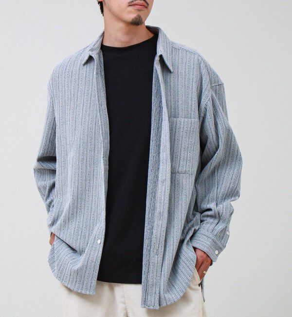 GLOSTER「Stripe crepe ストライプ楊柳 ロングスリーブオーバーサイズシャツ　」|シャツ・ブラウス|