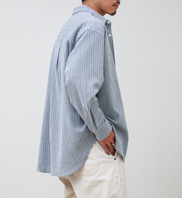 GLOSTER「Stripe crepe ストライプ楊柳 ロングスリーブオーバーサイズシャツ　」|シャツ・ブラウス|