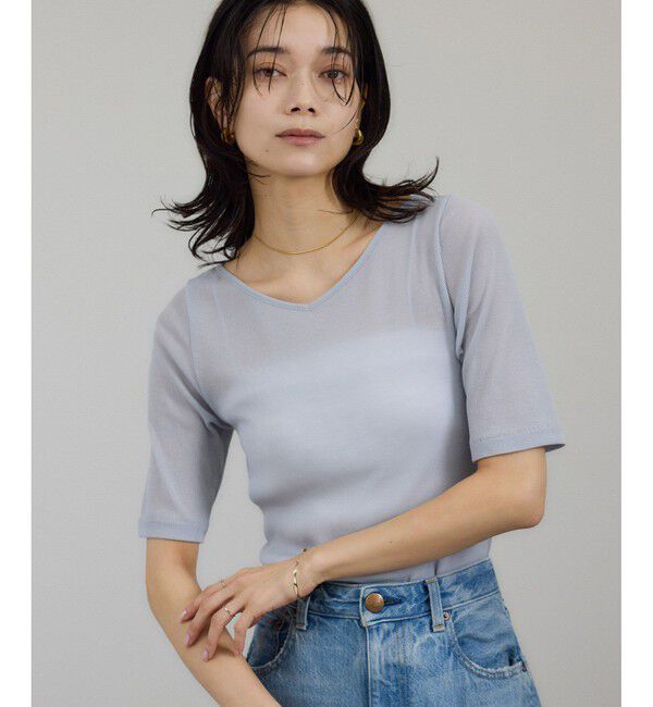 SALON adam et rope'「nu=layerジェントルVネックシアーTシャツ」|Tシャツ・カットソー|