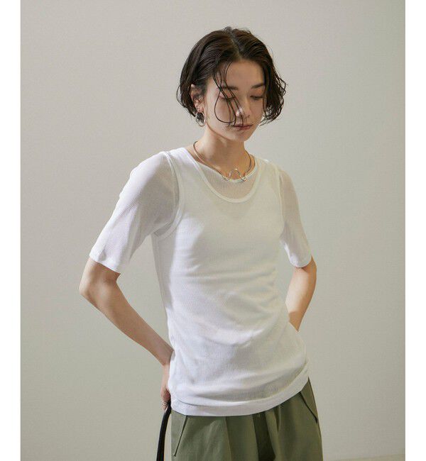 SALON adam et rope'「nu=layerジェントルVネックシアーTシャツ」|Tシャツ・カットソー|ホワイト(10)