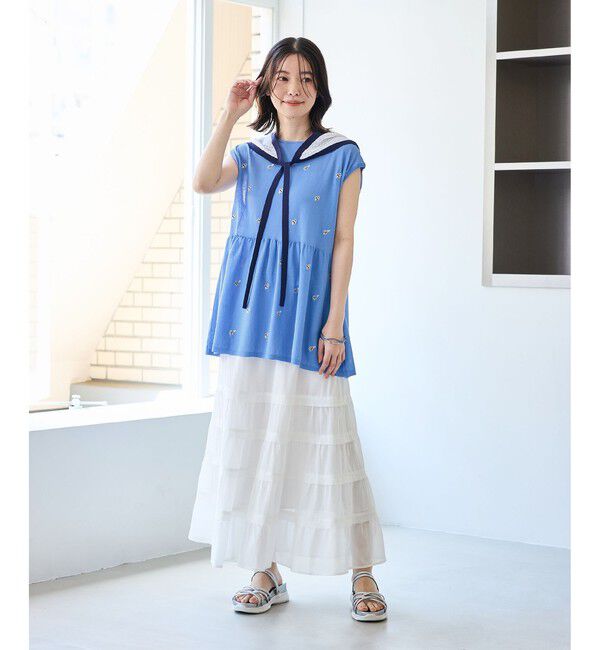Rope&rsquo;Picnic「【ちゃんと+かわいい保証】シャーベットニット 刺繍シアーペプラムニット/UVケア・接触冷感」|ニット・セーター|