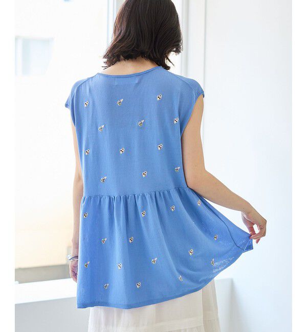 Rope&rsquo;Picnic「【ちゃんと+かわいい保証】シャーベットニット 刺繍シアーペプラムニット/UVケア・接触冷感」|ニット・セーター|