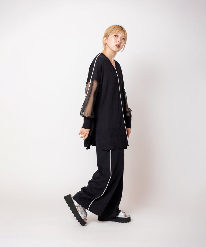  「配色ラインニットパンツ」|その他|