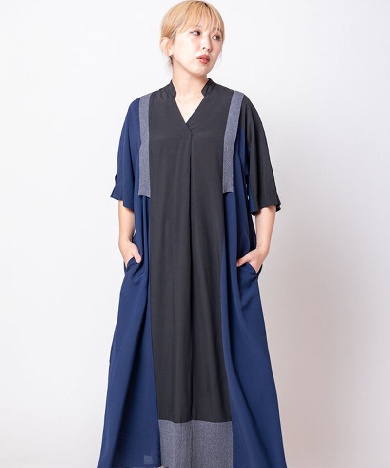  「バイカラータックワンピース」|ワンピース|BLACK