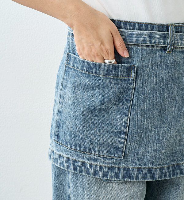  「【A・MONN】【サイズ調整可能/レイヤードアイテム】DENIM apron」|デニム|