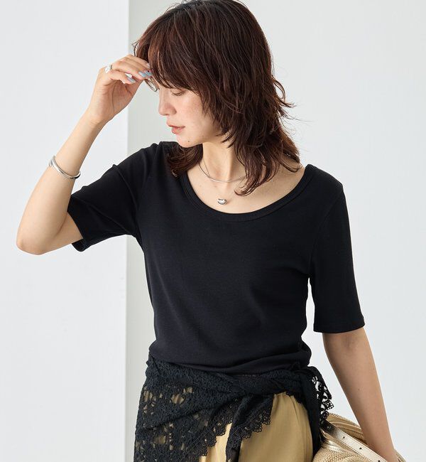  「【すっきり見え/通気性/帯電性】キュプラコットンテレコTee」|Tシャツ・カットソー|
