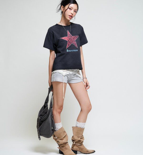  「【Sourcream/UNISEX】ラインストーンスターグラフィックTEE」|Tシャツ・カットソー|