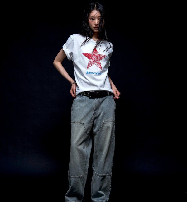  「【Sourcream/UNISEX】ラインストーンスターグラフィックTEE」|Tシャツ・カットソー|