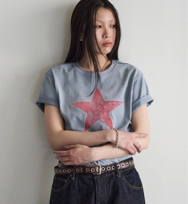  「【Sourcream/UNISEX】ラインストーンスターグラフィックTEE」|Tシャツ・カットソー|