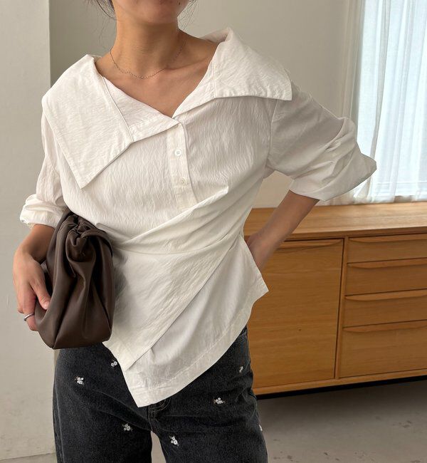  「【2WAY/新色ブルー、WEB限定ピンク】カシュクールシャツ」|シャツ・ブラウス|