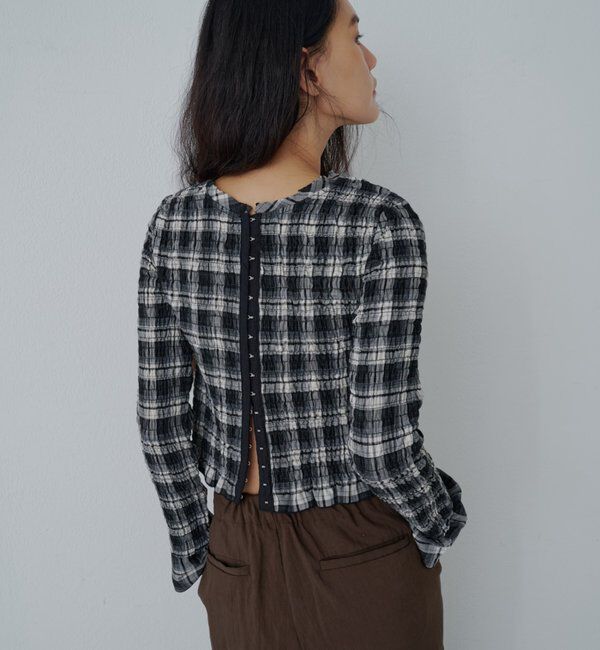  「チェックシャーリングブラウス」|シャツ・ブラウス|